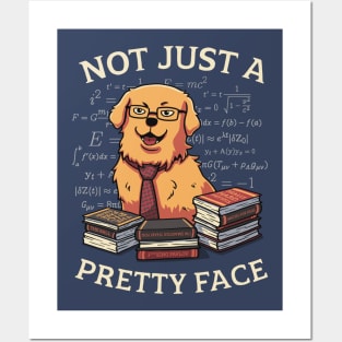 Not Just a Pretty Face // Golden Retriever, Smart Doggo, Scientist Posters and Art